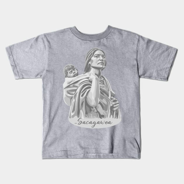 Sacagawea Portrait Kids T-Shirt by Slightly Unhinged